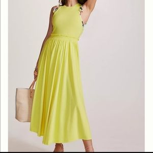 Anthropologie Daily Practice yellow  Jump High Cut-out midi sun dress.size XL 16